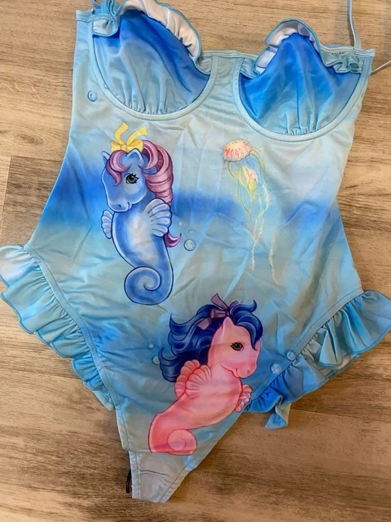 RARE Dolls Kill x My Little Pony mermaid Aquatic Soul One Piece Swimsuit- NWOT - Picture 2 of 16